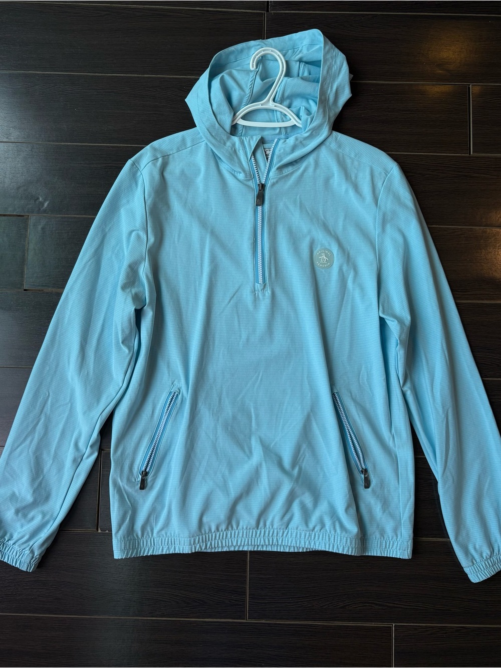 Original Penguin Light Blue Hooded Quarter-Zip Pullover